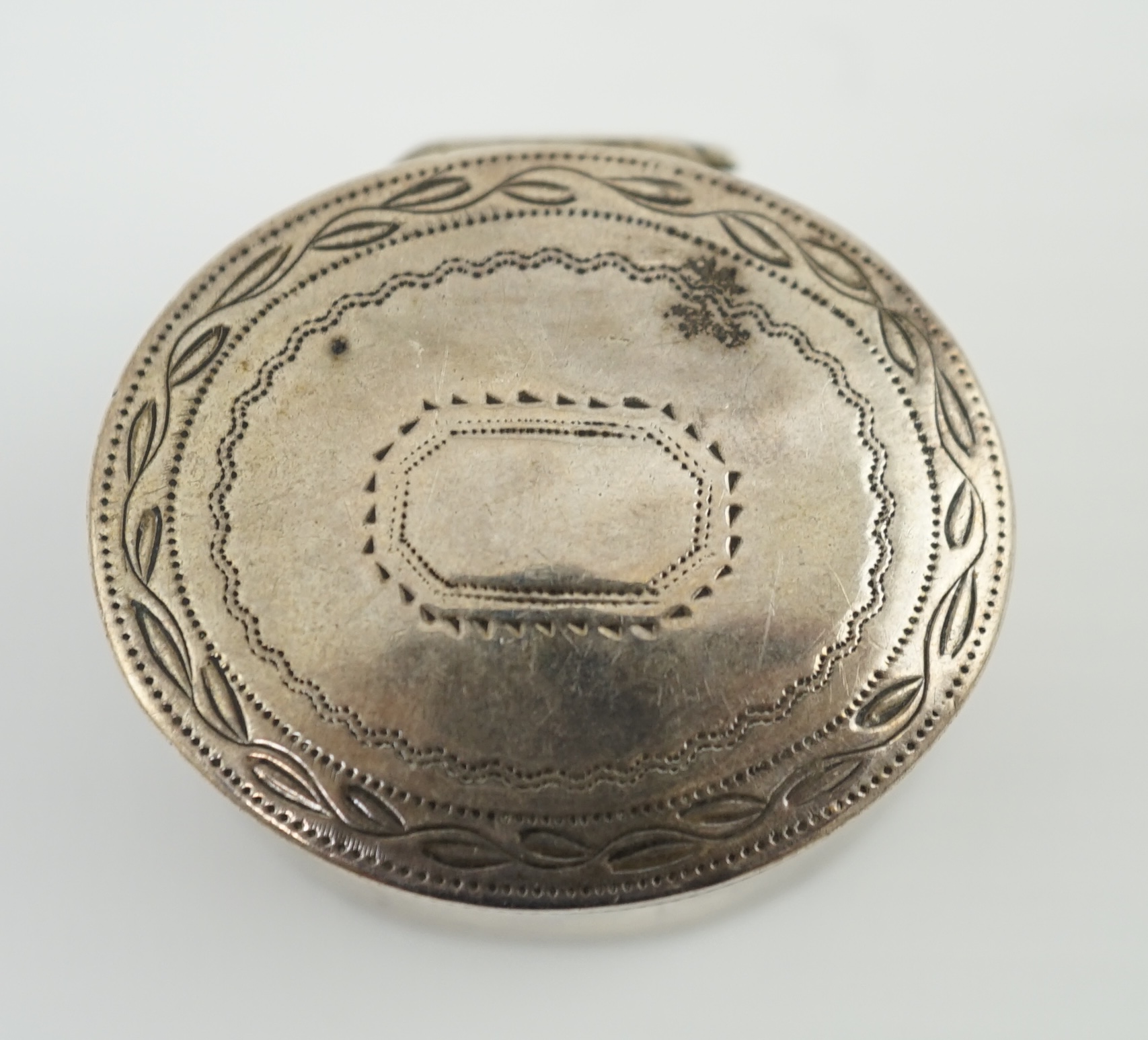 A George III silver oval nutmeg grater by Cocks & Bettridge?